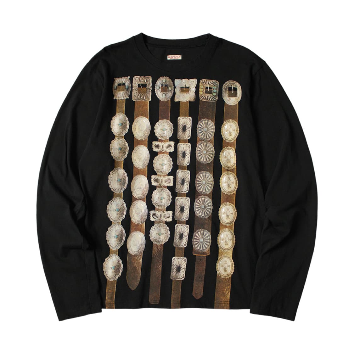 캐피탈 20 천축 콘초 프린트 저지 크루 롱 티셔츠 블랙 상품이미지1