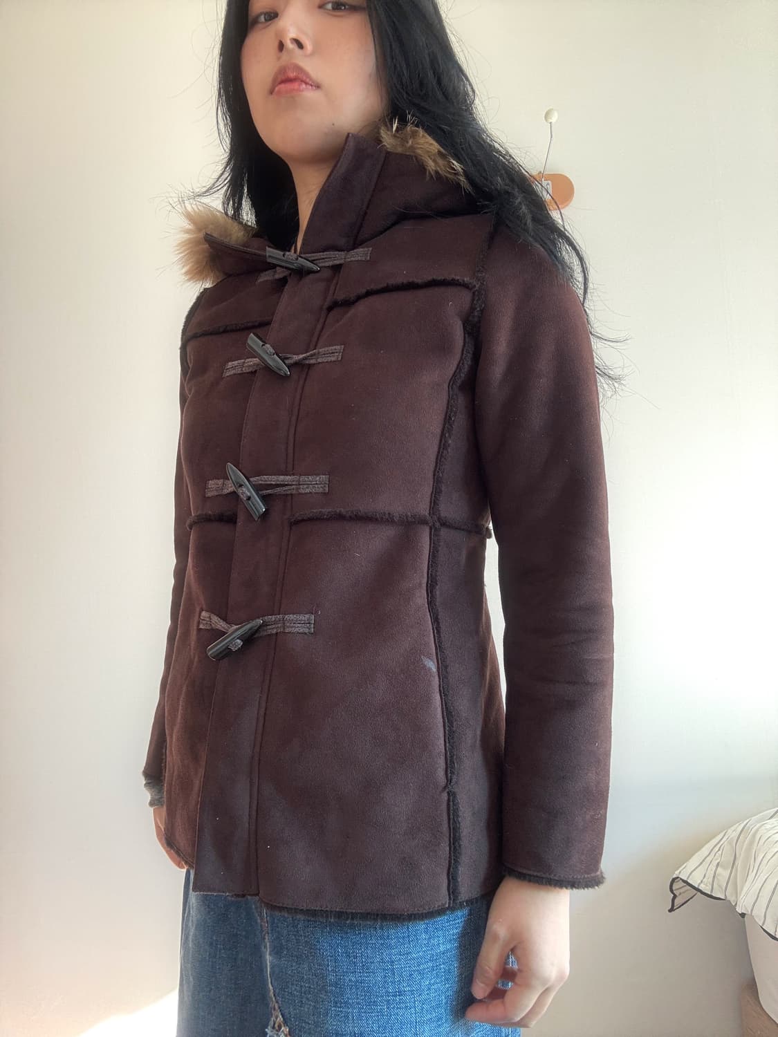 슬림핏 브라운 무스탕 상품이미지3