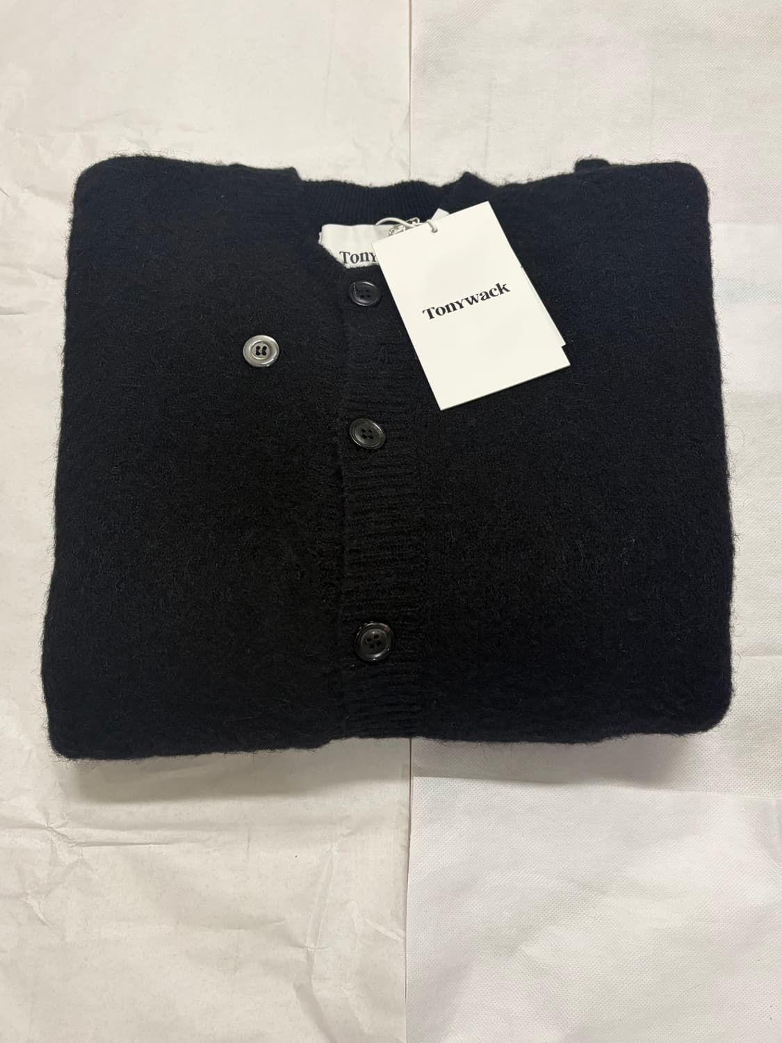 토니웩 알파카 모헤어 크루넥 가디건 L 블랙 상품이미지4