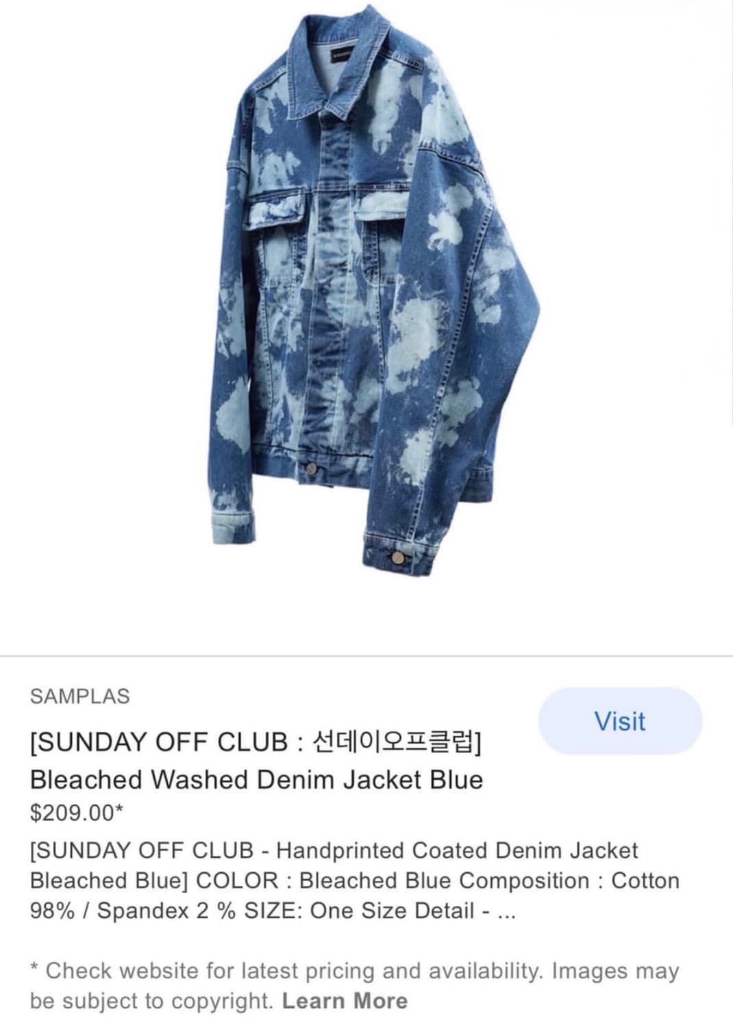 선데이오프클럽 블리치드 데님 자켓 상품이미지2