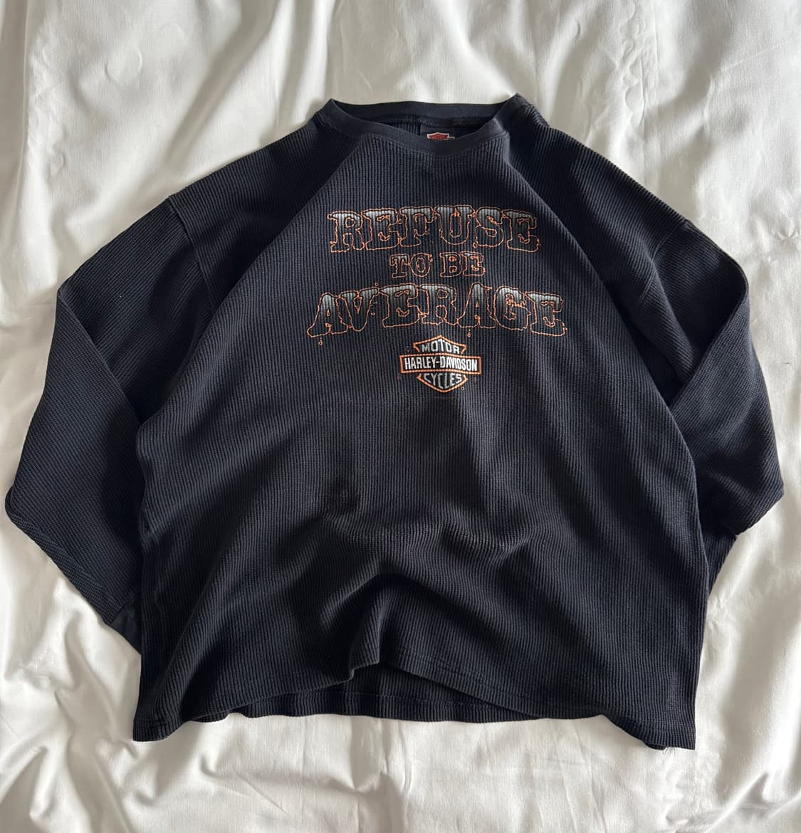 [XXL] 90s 빈티지 할리데이비슨 와플 써멀 롱슬리브 티셔츠 상품이미지1