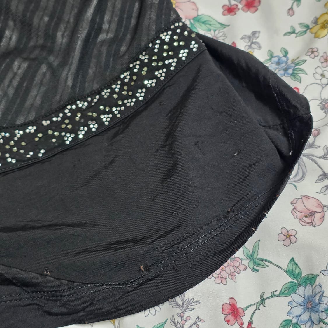 **서비스) 빈티지 블랙 글리터 비즈큐빅 고딕 반팔블라우스 상품이미지5