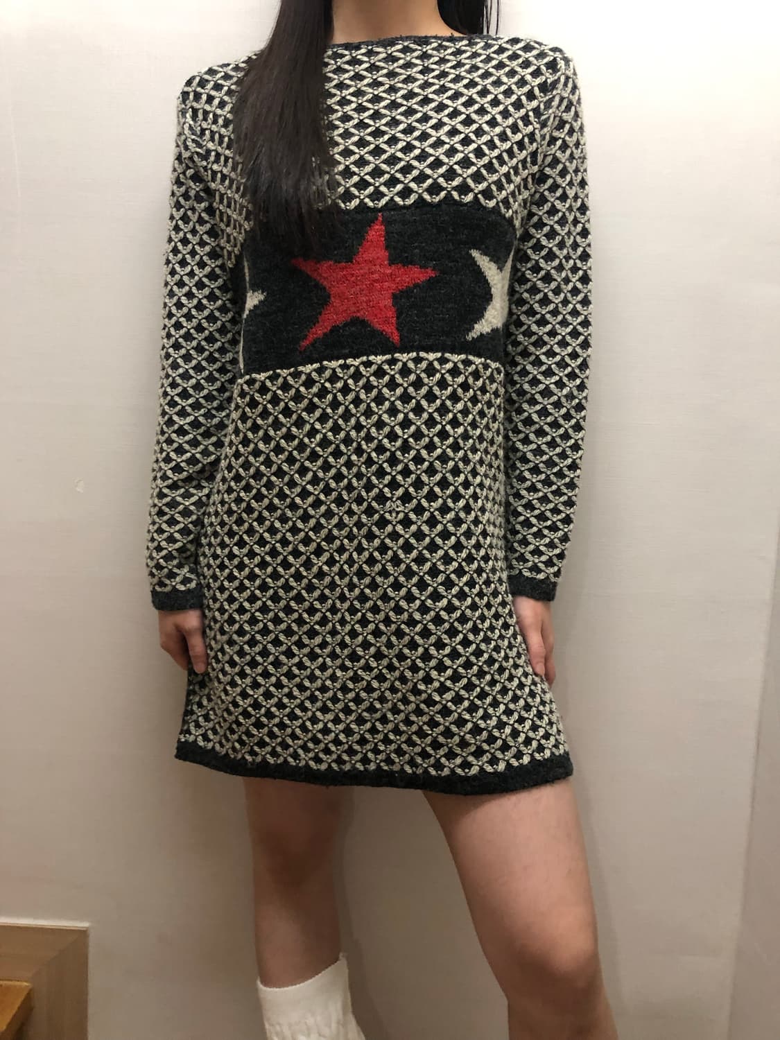빈티지 블랙 키치 니트 원피스 상품이미지7