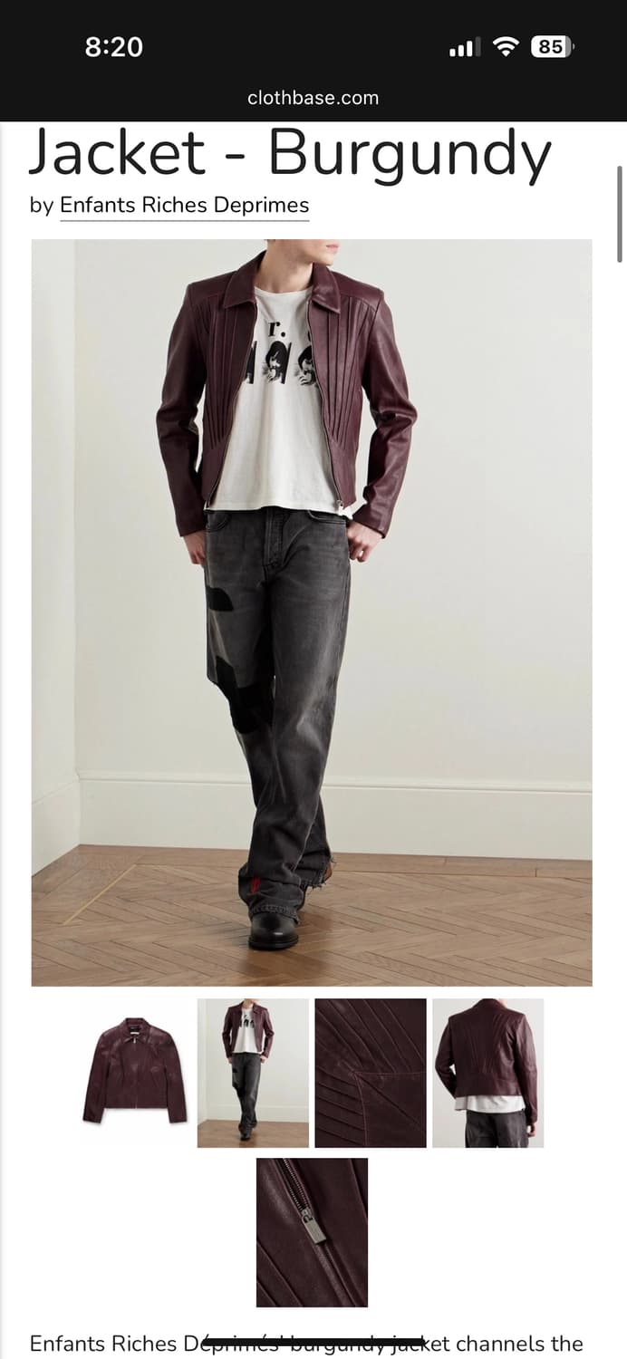 80's 빈티지 버건디 크롭 레더 자켓 파이트 클럽 타일러 더든 상품이미지10