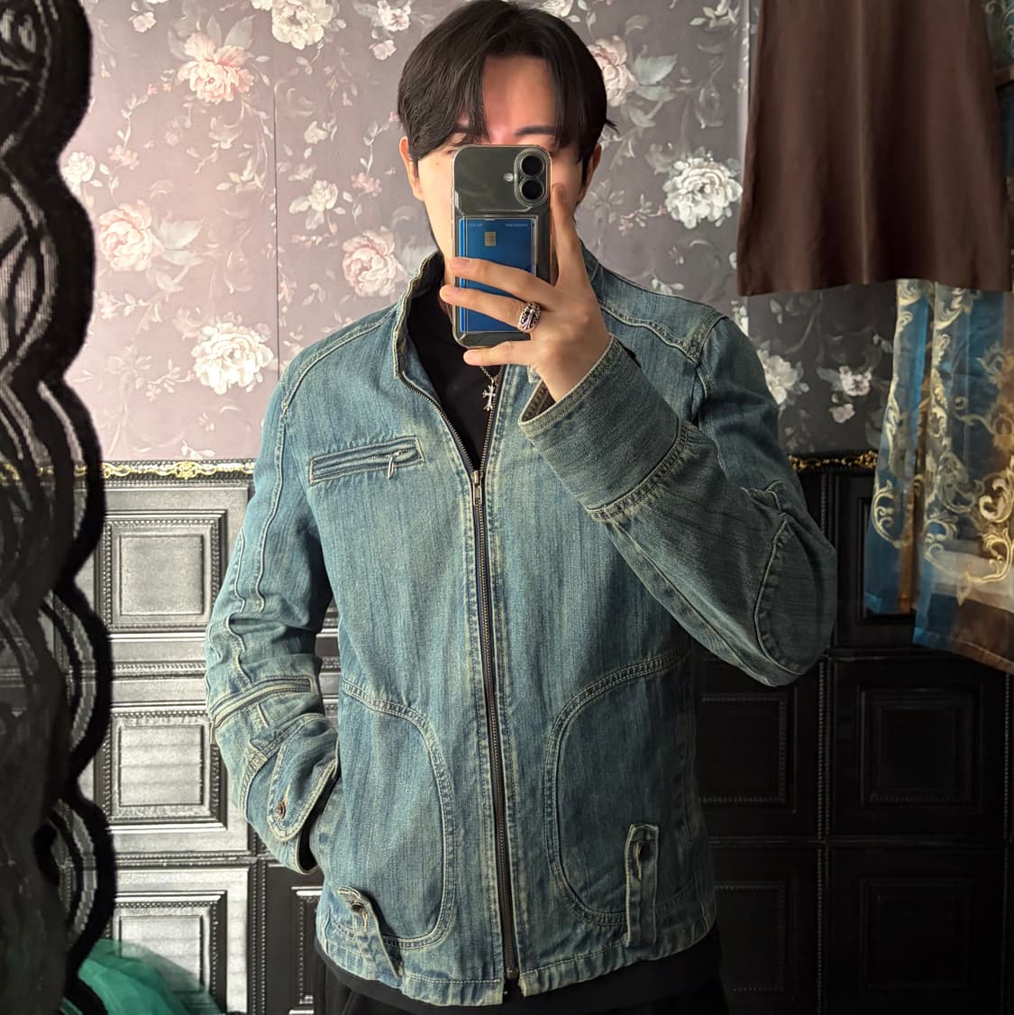 a133) 지스타 로우 워시드 데님 바이커 자켓 상품이미지1