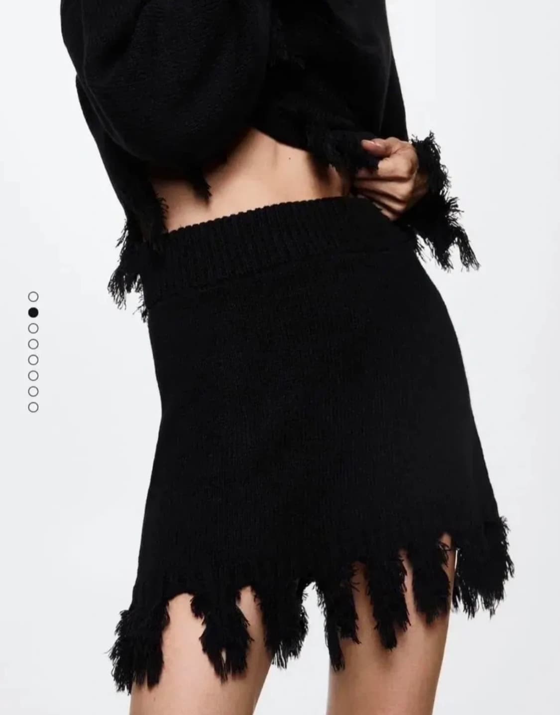 망고 블랙 프린지 니트스커트 S 상품이미지1