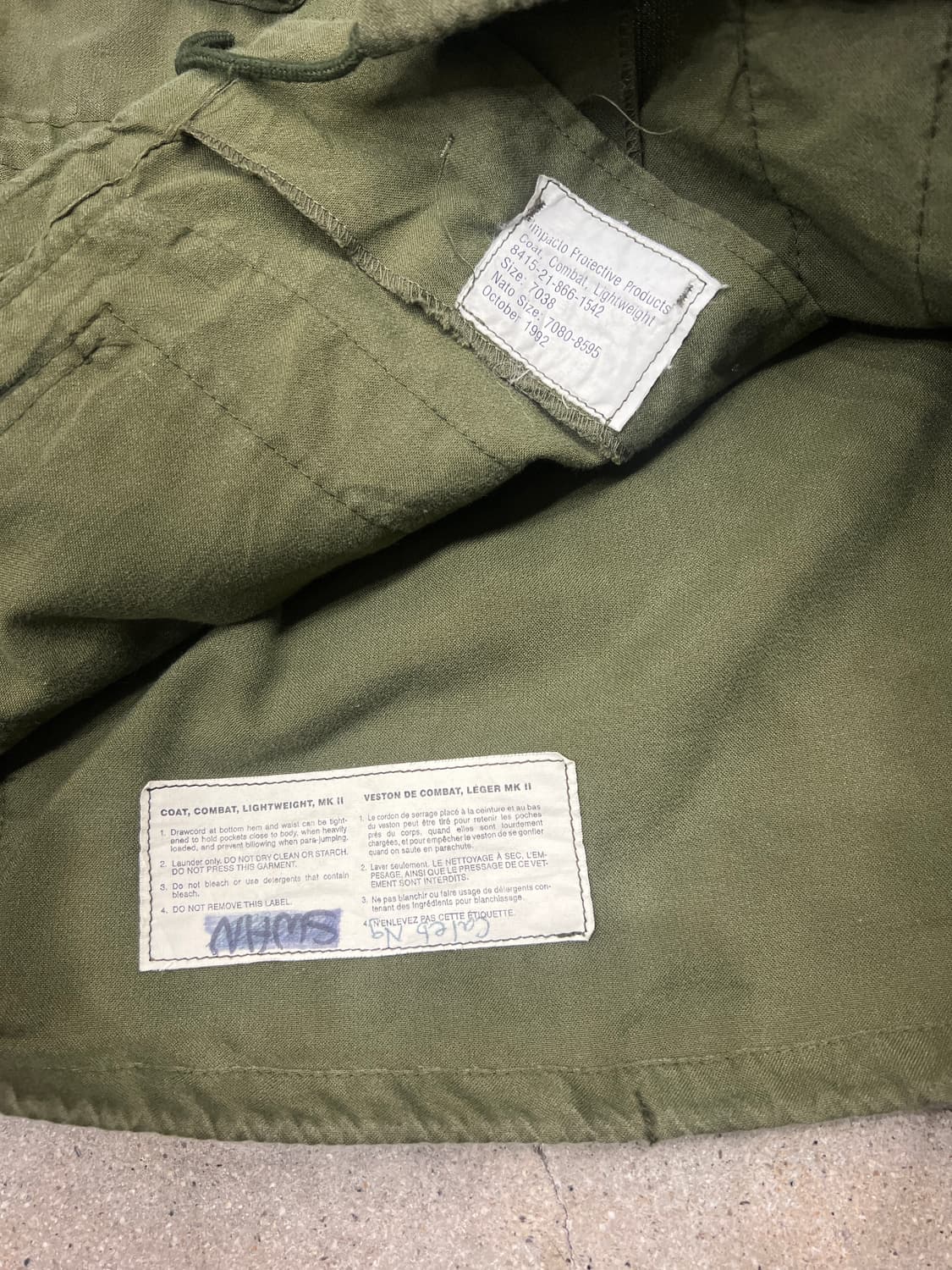 90‘s 캐나다군 OG107 MK2 컴뱃 자켓 상품이미지7