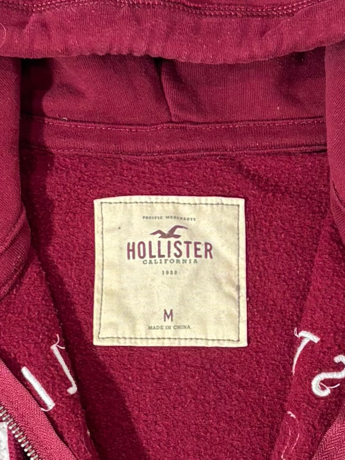 홀리스터 버건디 빅로고 후드집업 상품이미지6