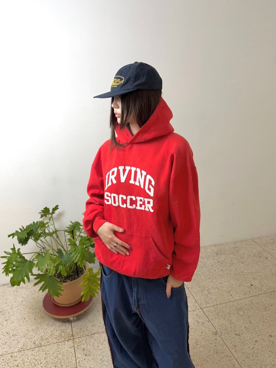 90‘s MADE IN USA 러셀 후드티 레드 상품이미지1