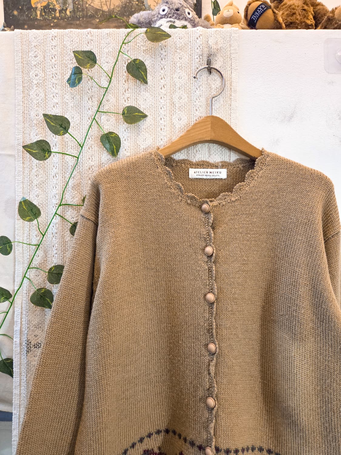 꽃 포인트 울 가디건 상품이미지2