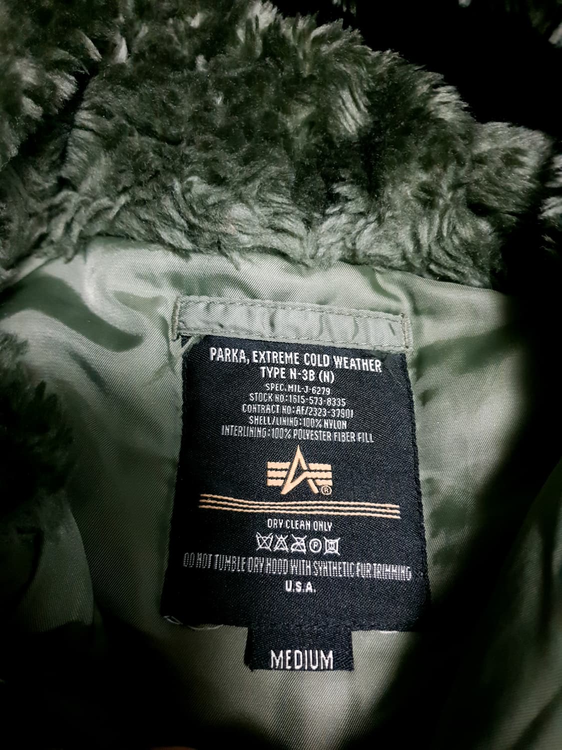 알파인더스트리 made in U.S.A  N3D 파카 세이지그린 (M) 상품이미지4