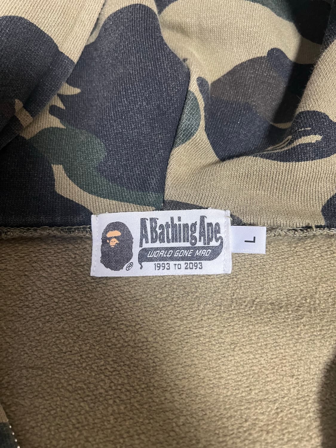 베이프 원포인트 카모 후드집업 녹계 (L) 상품이미지2