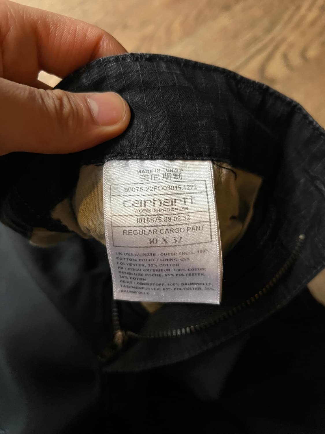 [30]칼하트 WIP 블랙 립스탑 레귤러 카고 팬츠 상품이미지6