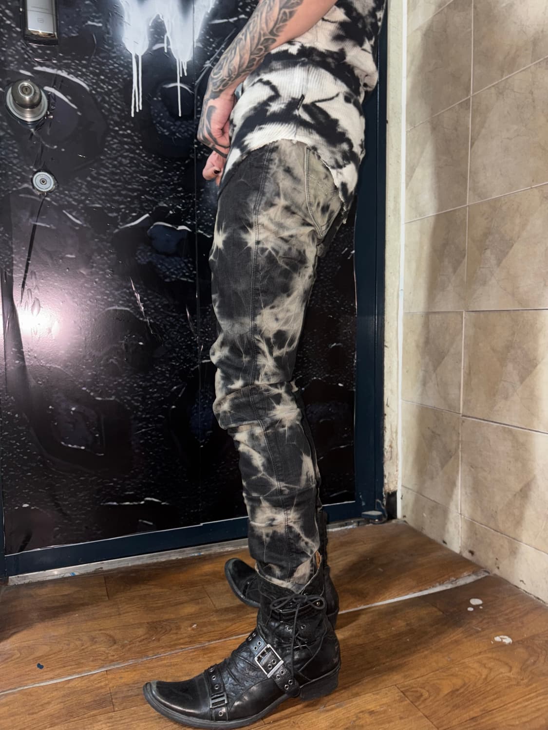 tie dye grey slim jeans  상품이미지1