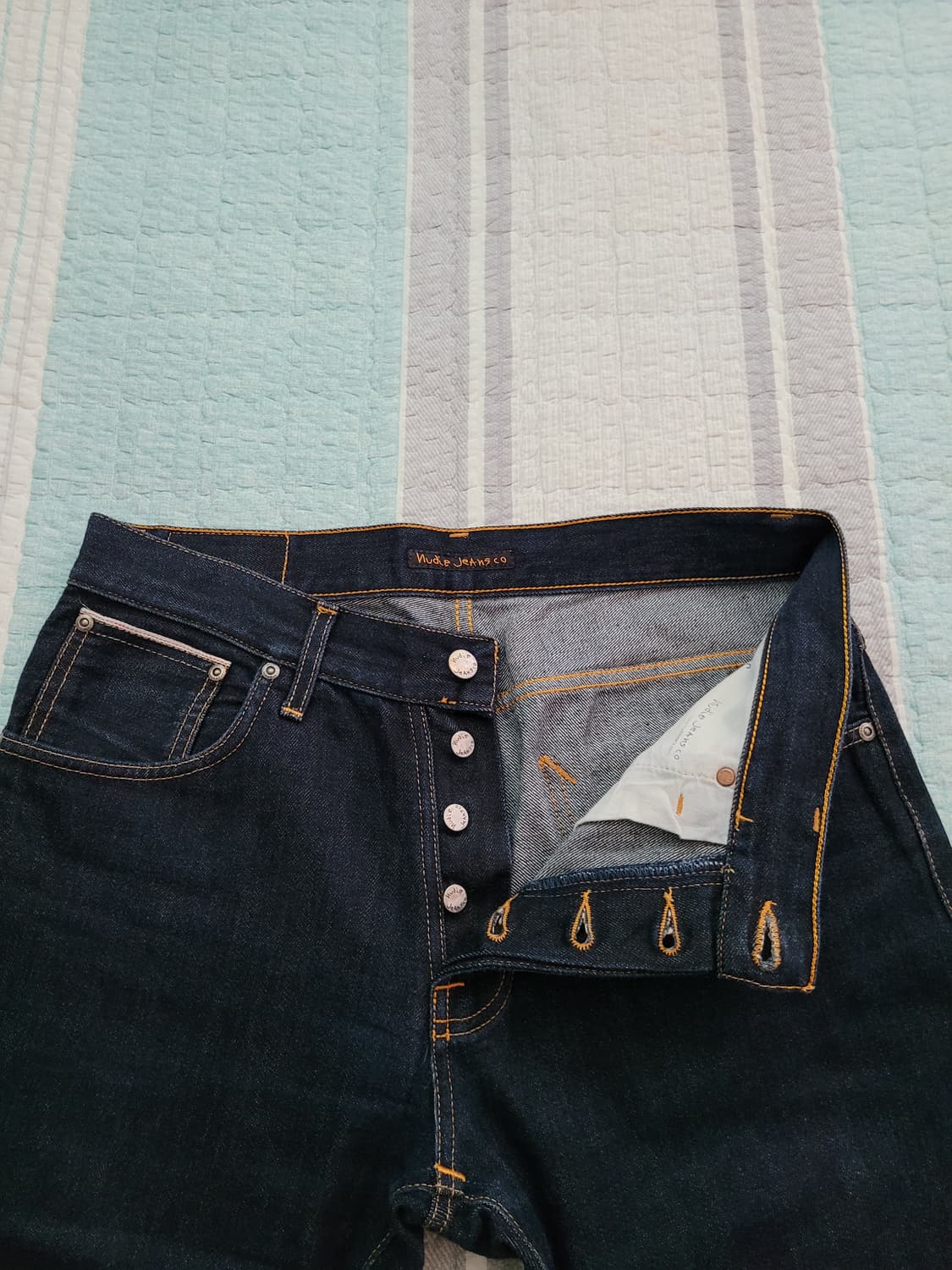 누디진 스트레이트알프 13온스 드라이 진청셀비지 탭33 실31-32사이즈 상품이미지4