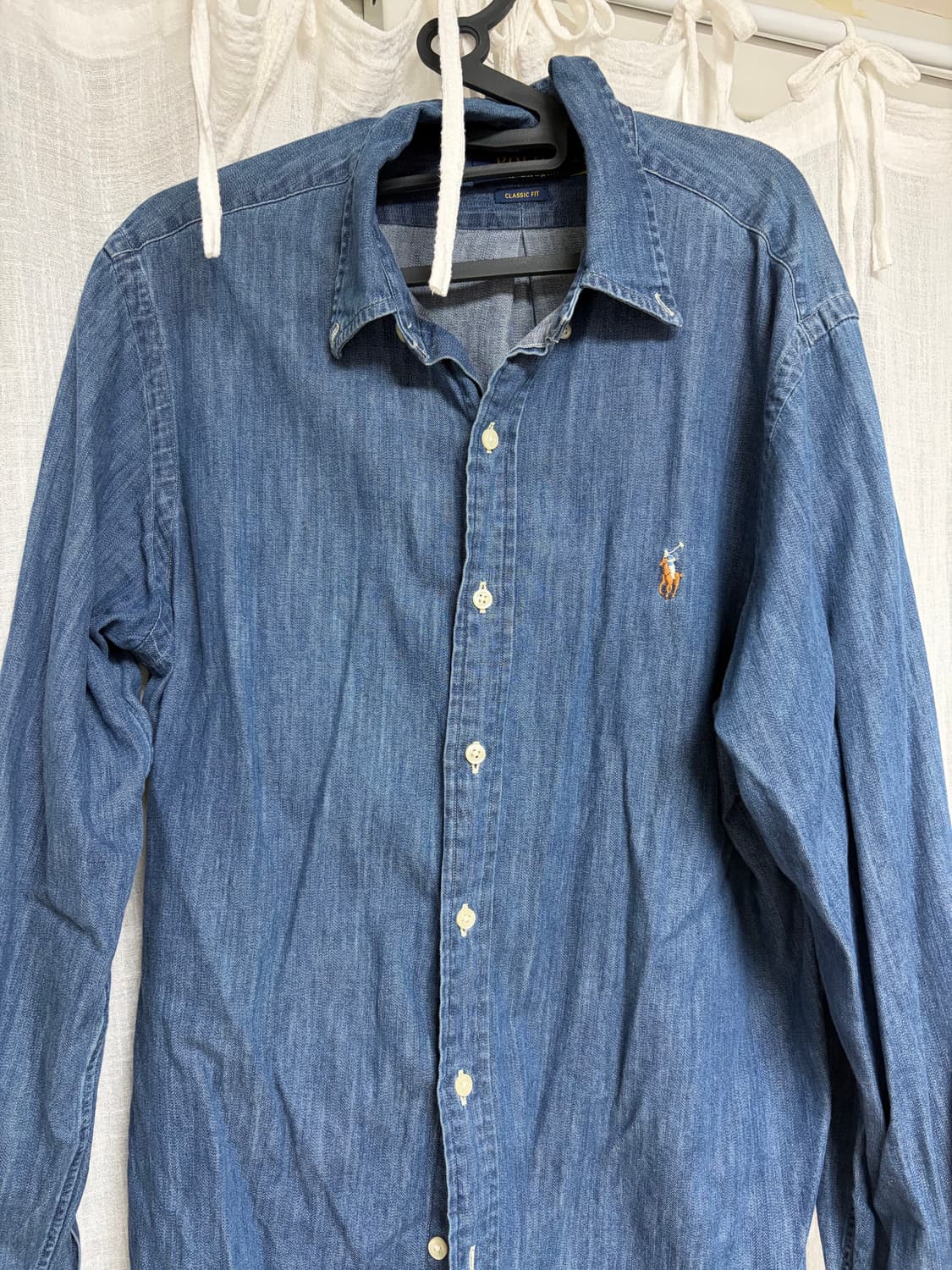 폴로 샴브레이 진청 데님 셔츠 청남방 M 상품이미지1