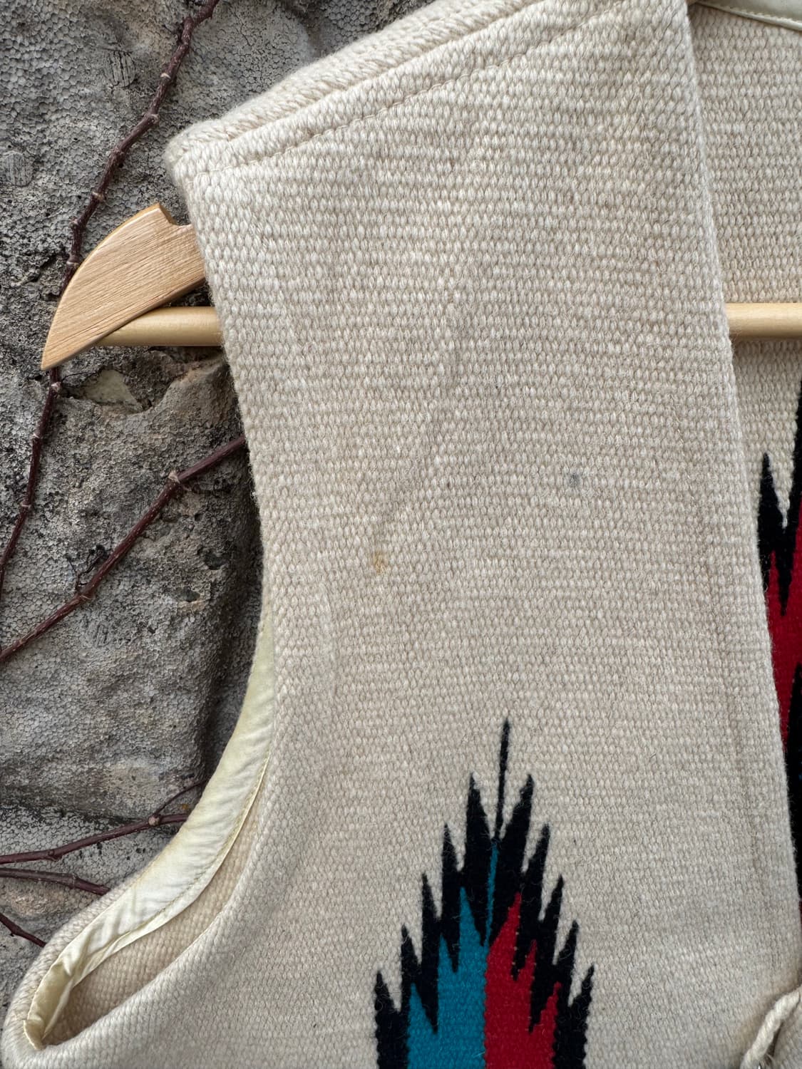 70s 오르테가 빈티지 핸드 우븐 울 네이티브 패턴 웨스턴 치마요 베스트 상품이미지7