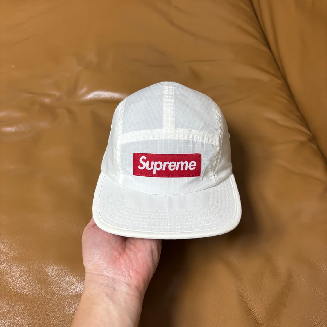 Supreme 슈프림 화이트 립스탑 레드 박스로고 캠프캡 모자 상품이미지2