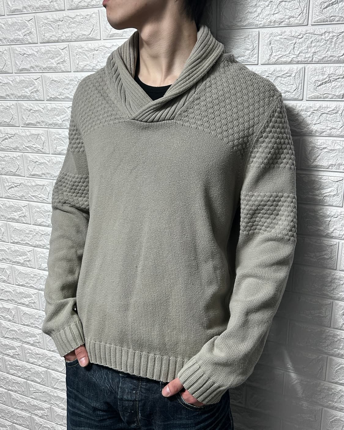 아르마니 익스체인지 숄 카라 니트 상품이미지1