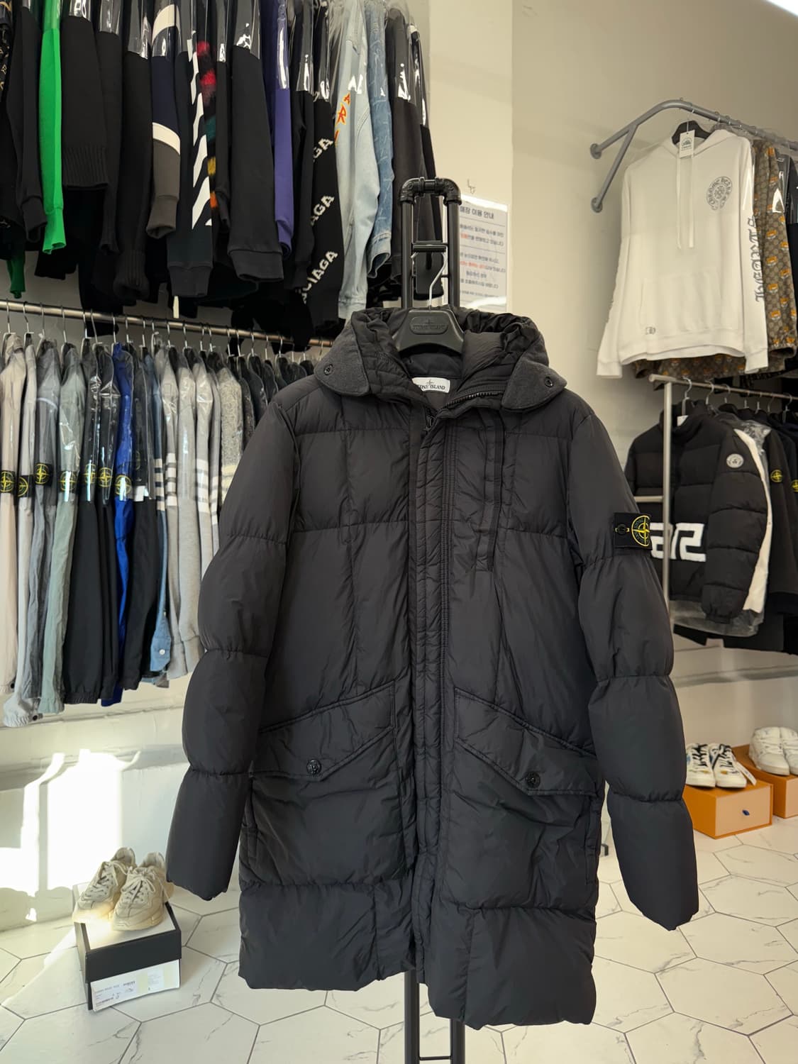 [M] 스톤아일랜드 크링클랩스 후드 롱패딩 상품이미지1
