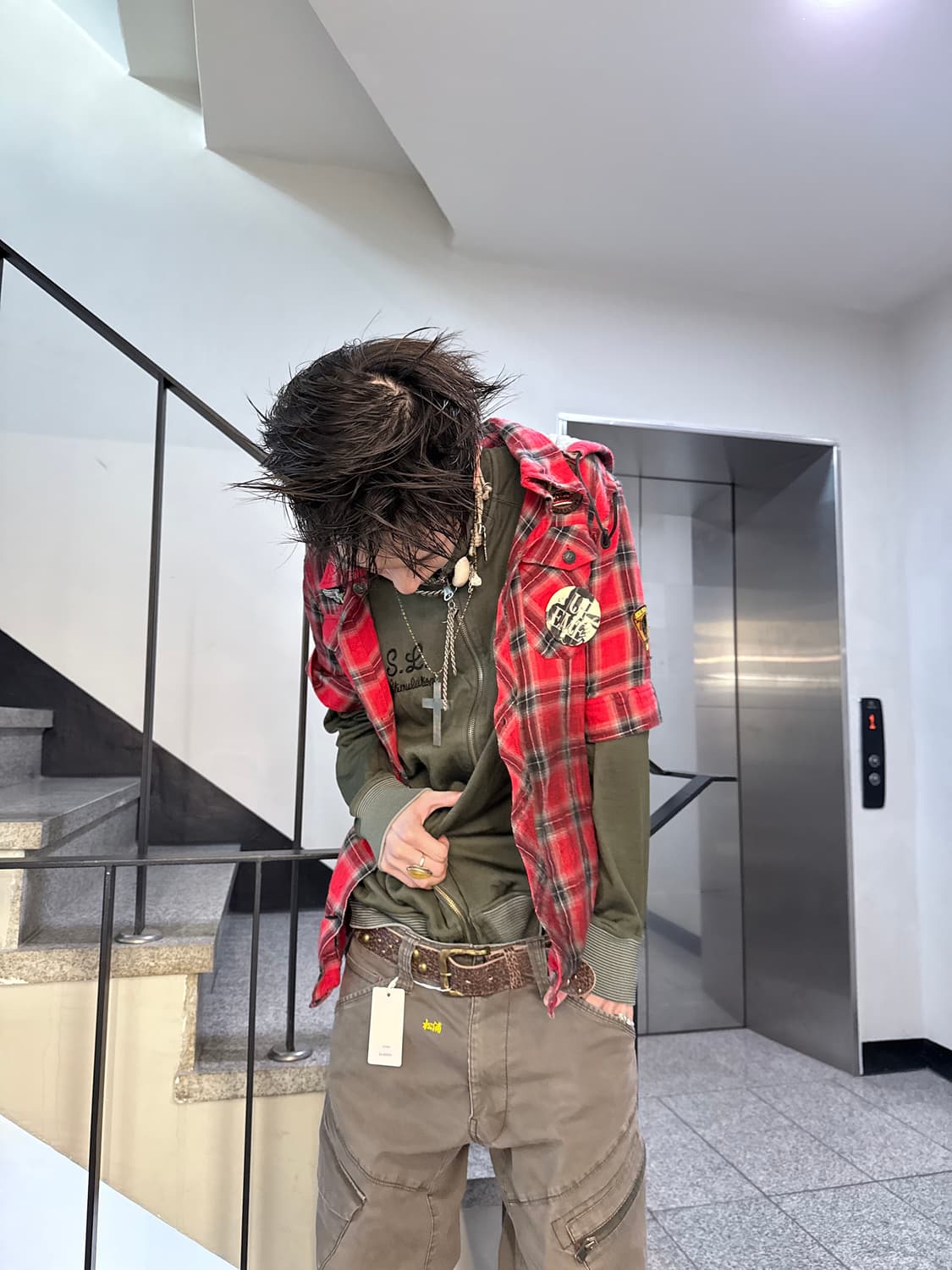 patch hooded check shirt 상품이미지2