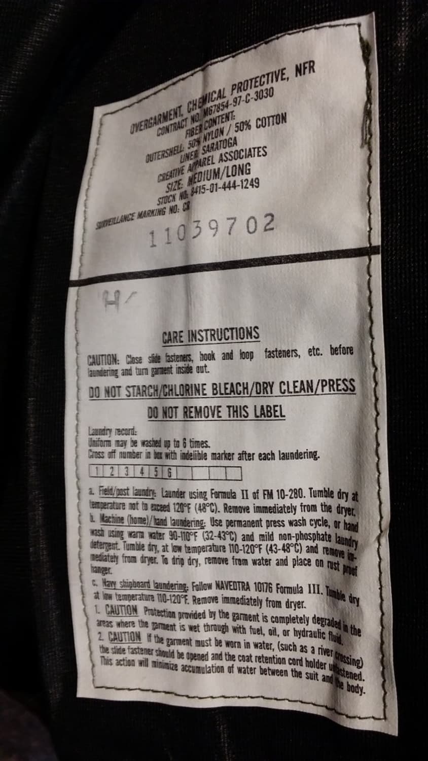 미군 우드랜드 가스복 한벌 상품이미지4