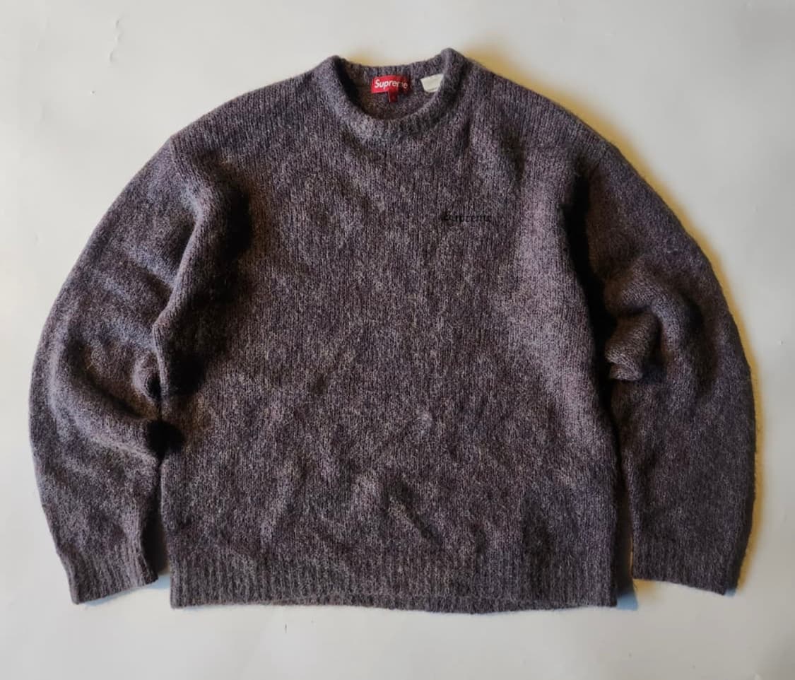 [새상품급] 슈프림 레터링 울니트 그레이 퍼플 Xl 상품이미지1