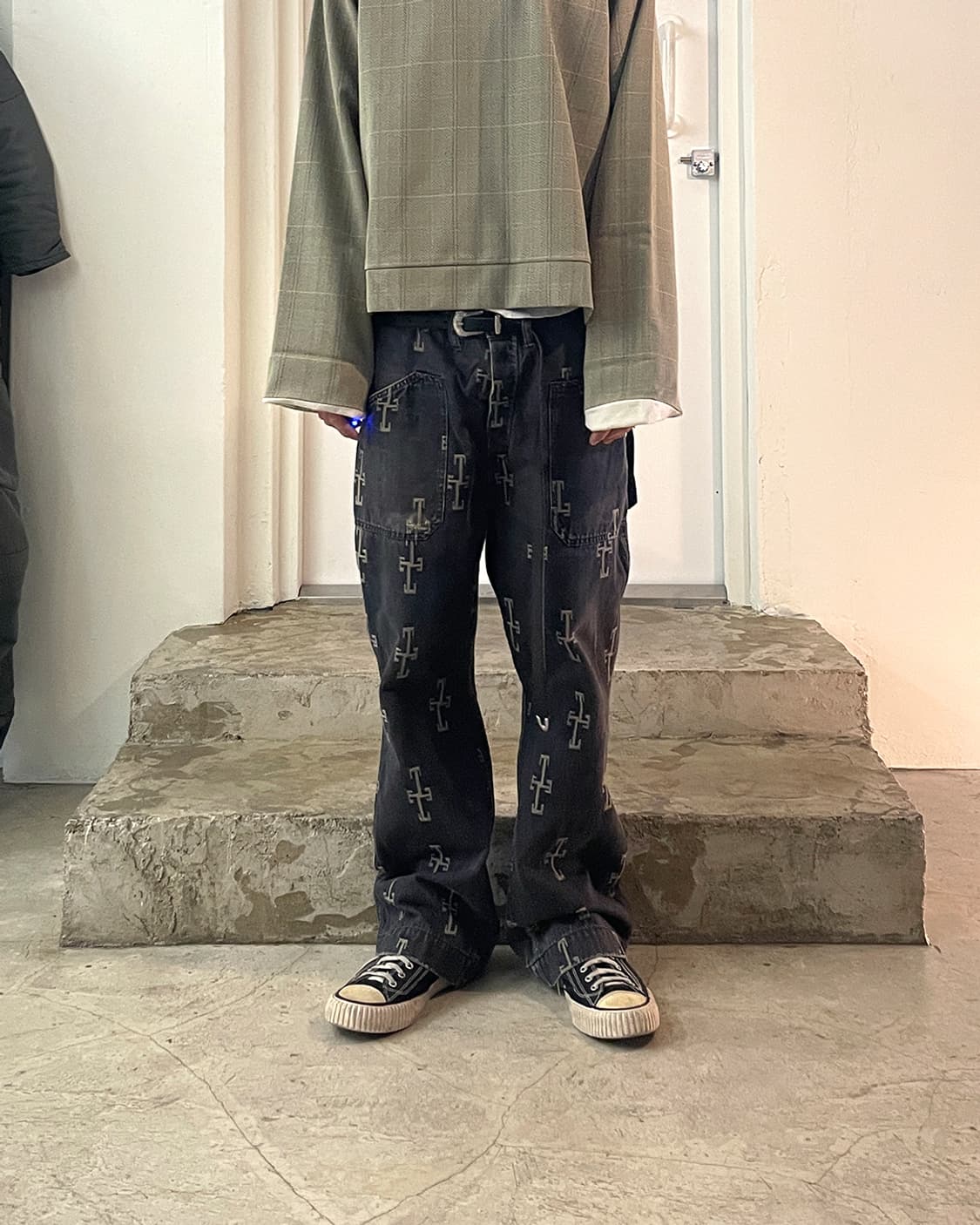 블랙사인 15FW 모키 자카드 몽고메리 팬츠 플레어 34 상품이미지9