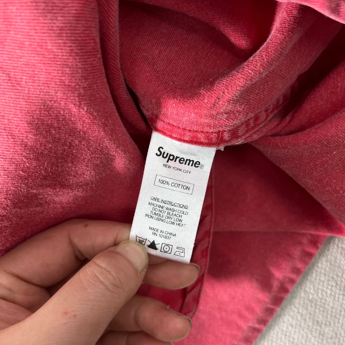 100 슈프림 레드 시그니처 옥스포드 피그먼트 셔츠 상품이미지8