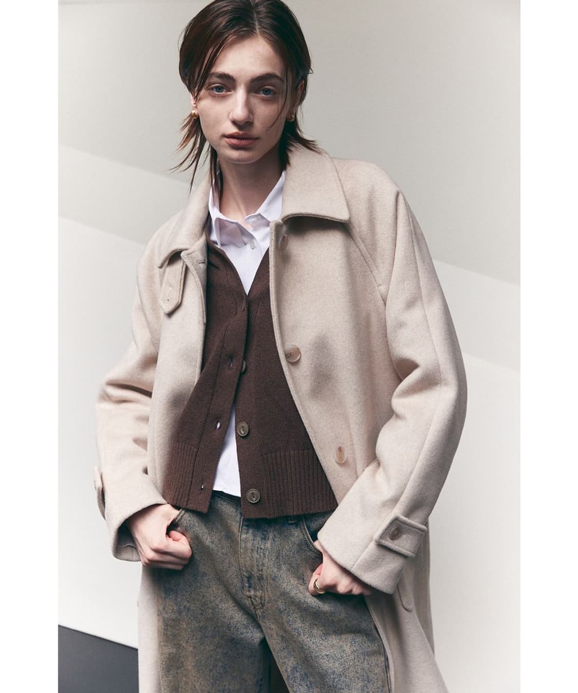 몽돌 MONGDOL 아이보리 울 롱 코트 상품이미지2