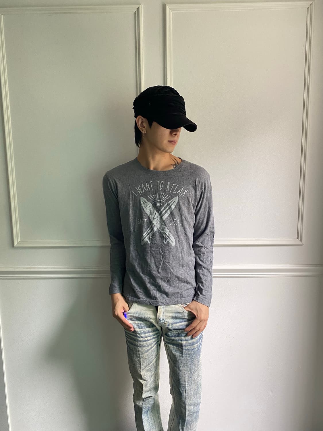 Y2K Print Grey Sleeve 상품이미지1