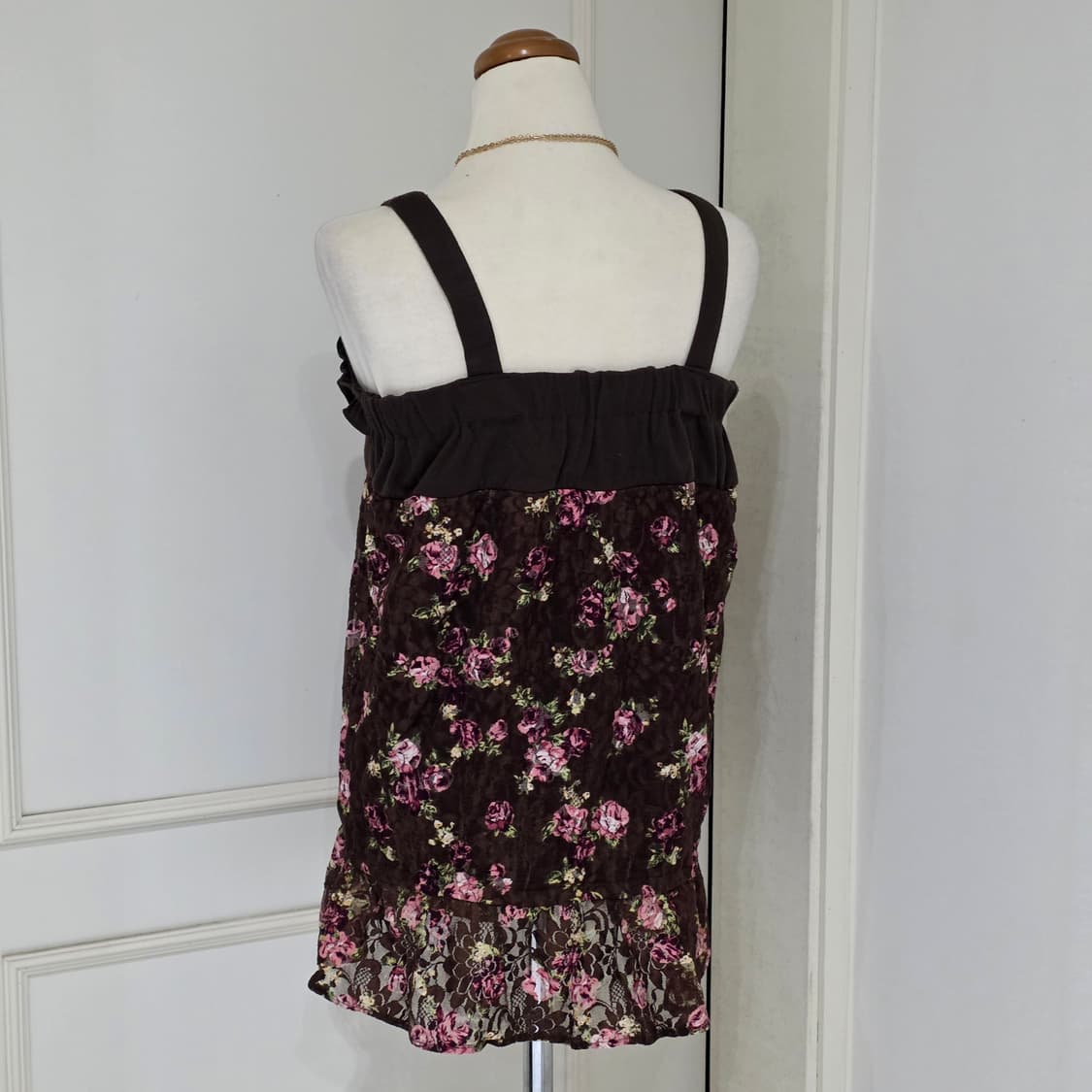 일본빈티지)초코라떼히메갸루st 플로럴 리즈리사깔 레이스 슬리브리스 상품이미지3