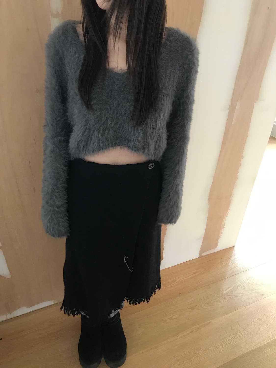  vintage crop grey knit 상품이미지3