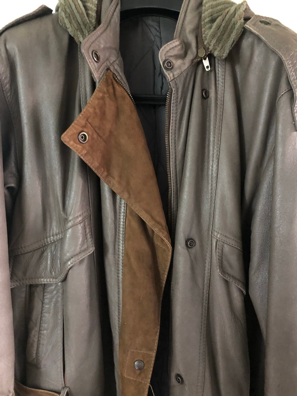 이탈리아 브라운 레더 후드 봄버자켓 상품이미지6