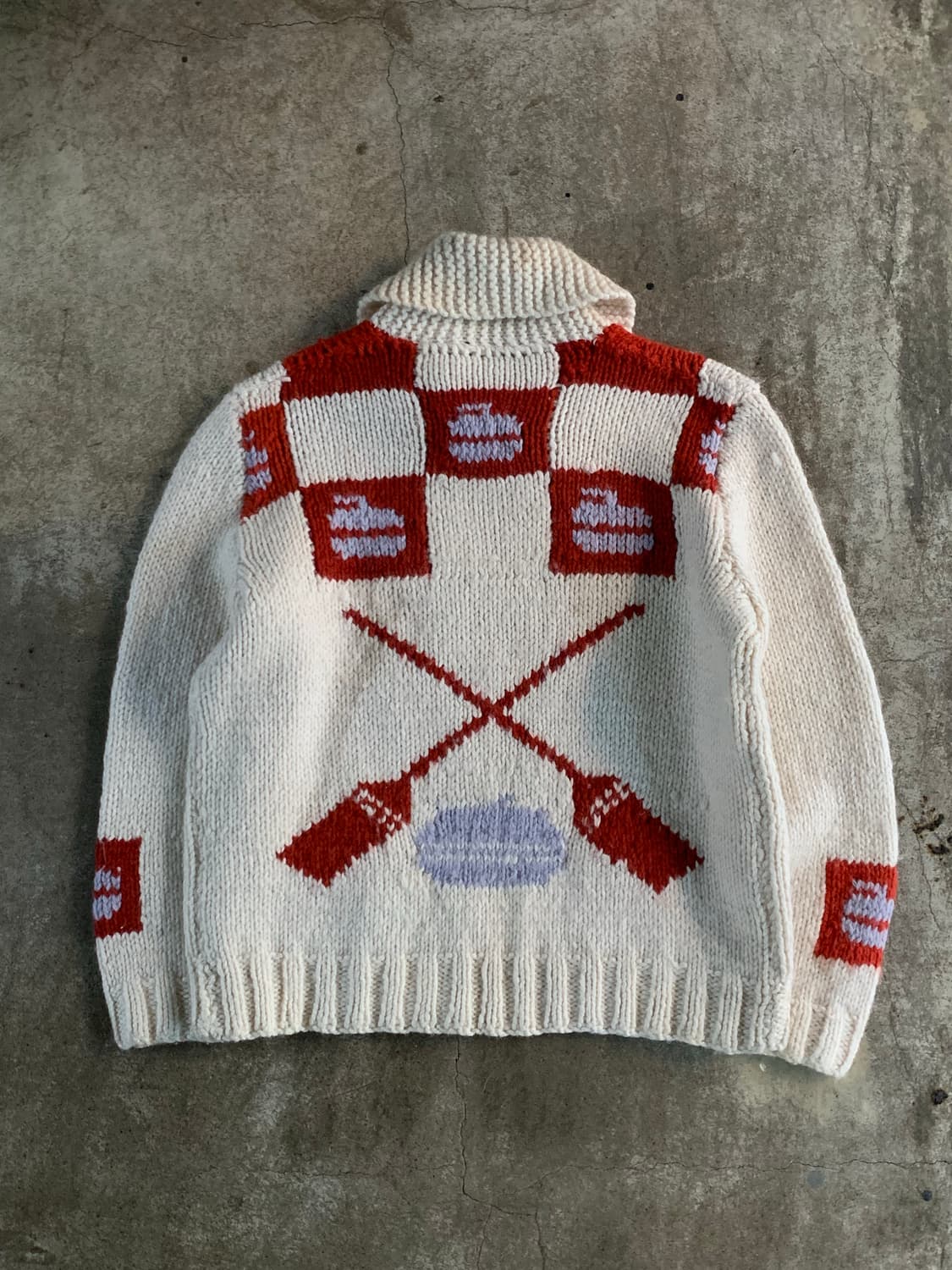 60s 핸드 니트 코위찬 집업 스웨터 컬링 상품이미지1