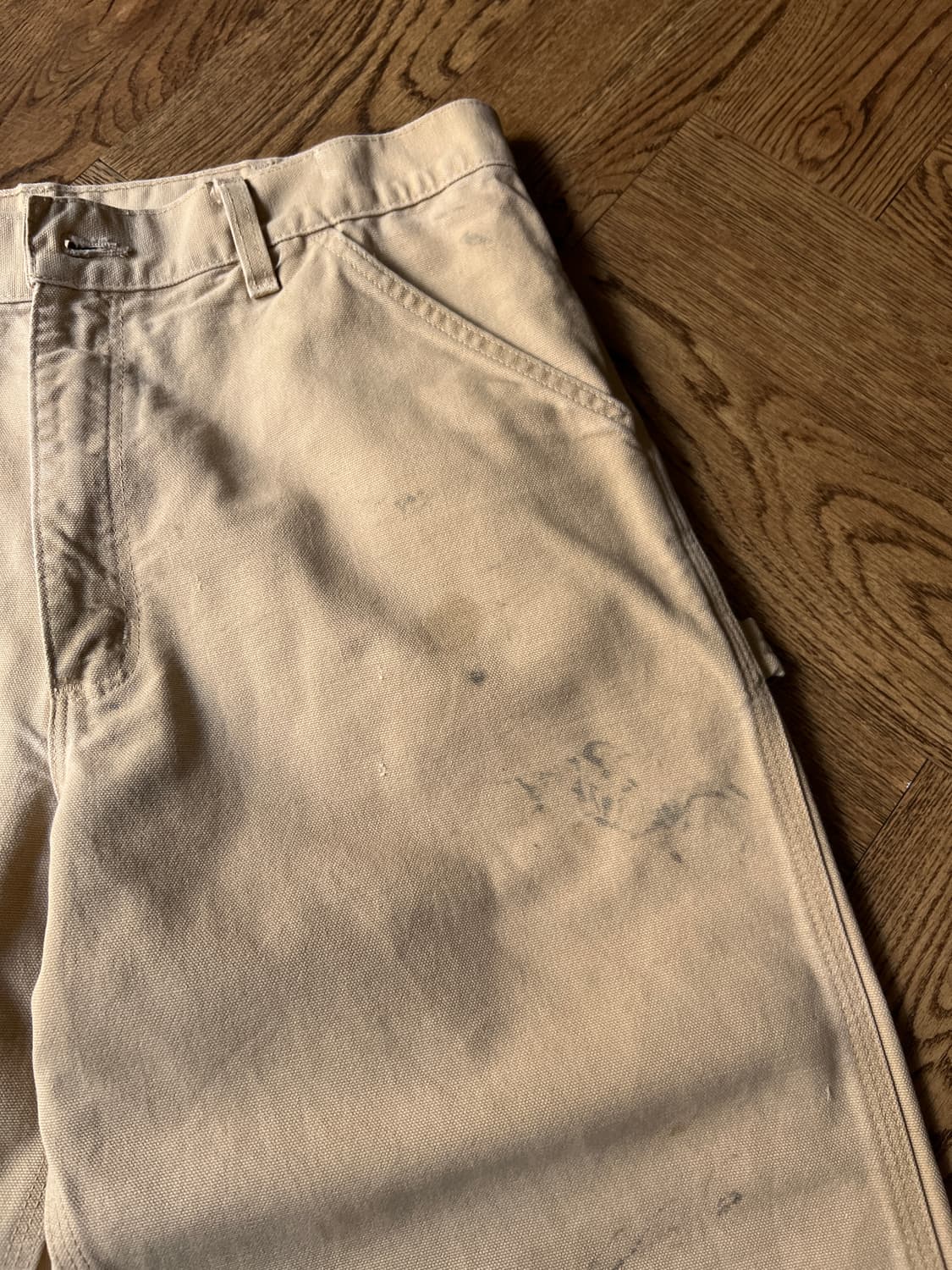 [34]칼하트 USA 더티워싱 밀 베이지 싱글니 카펜터 워크 팬츠 상품이미지5