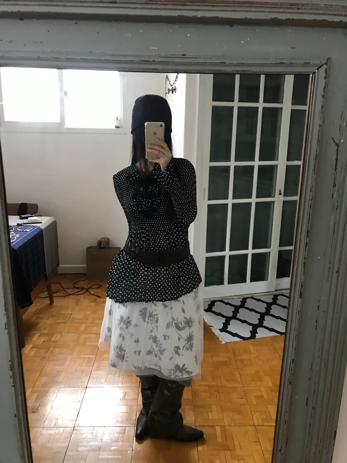 vintage dot pattern pleats top 상품이미지6