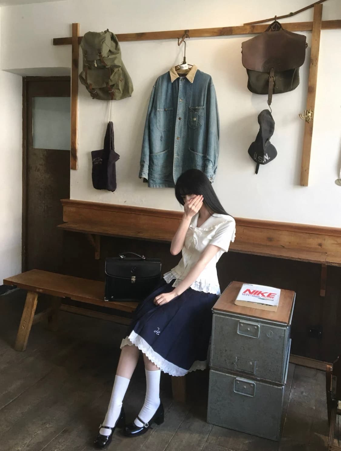 중브 하이하이럭키 레이스 세라 셔츠 스커트 풀세트 히메갸루 교복 상품이미지4