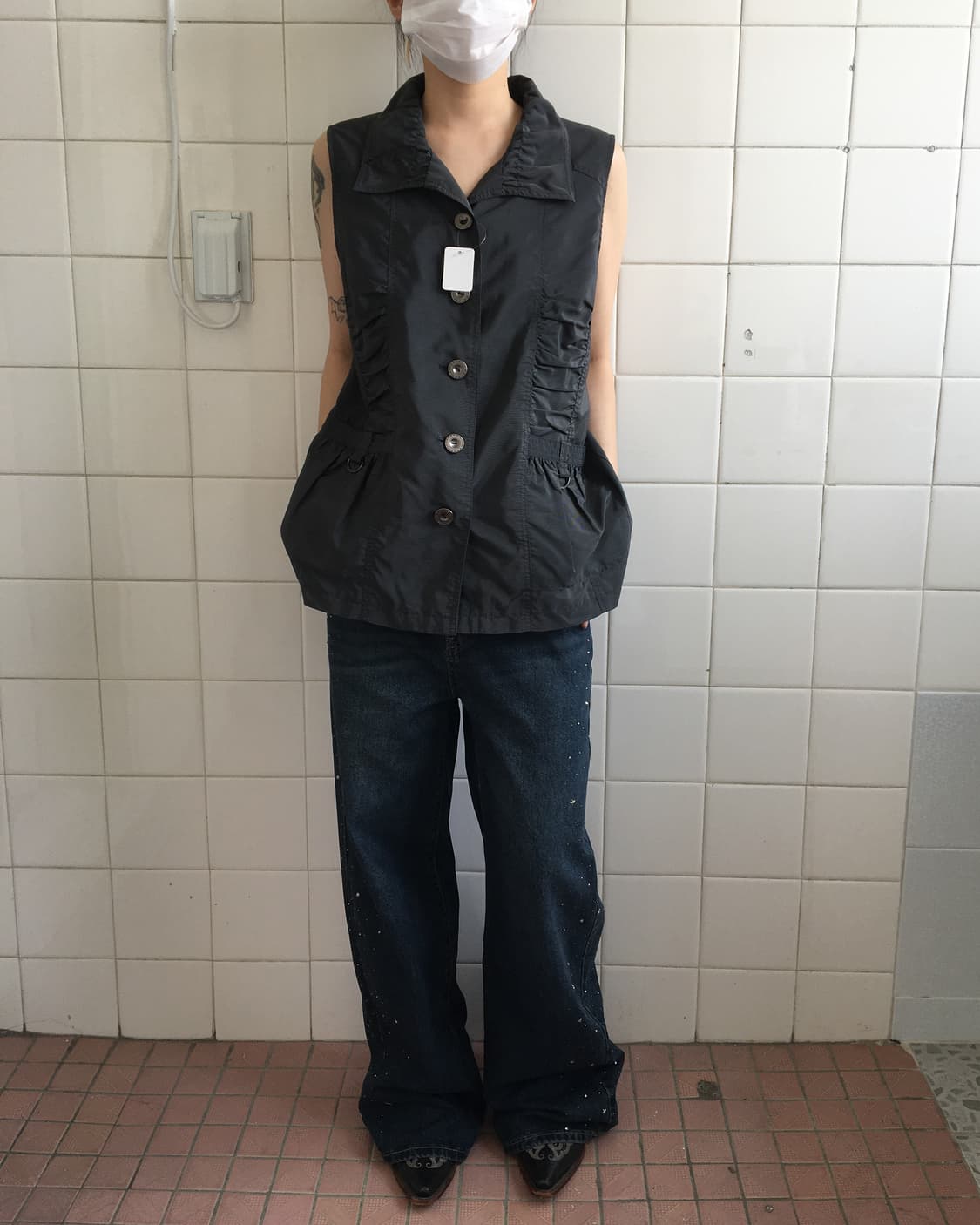 Cubic point wide denim pants 상품이미지6