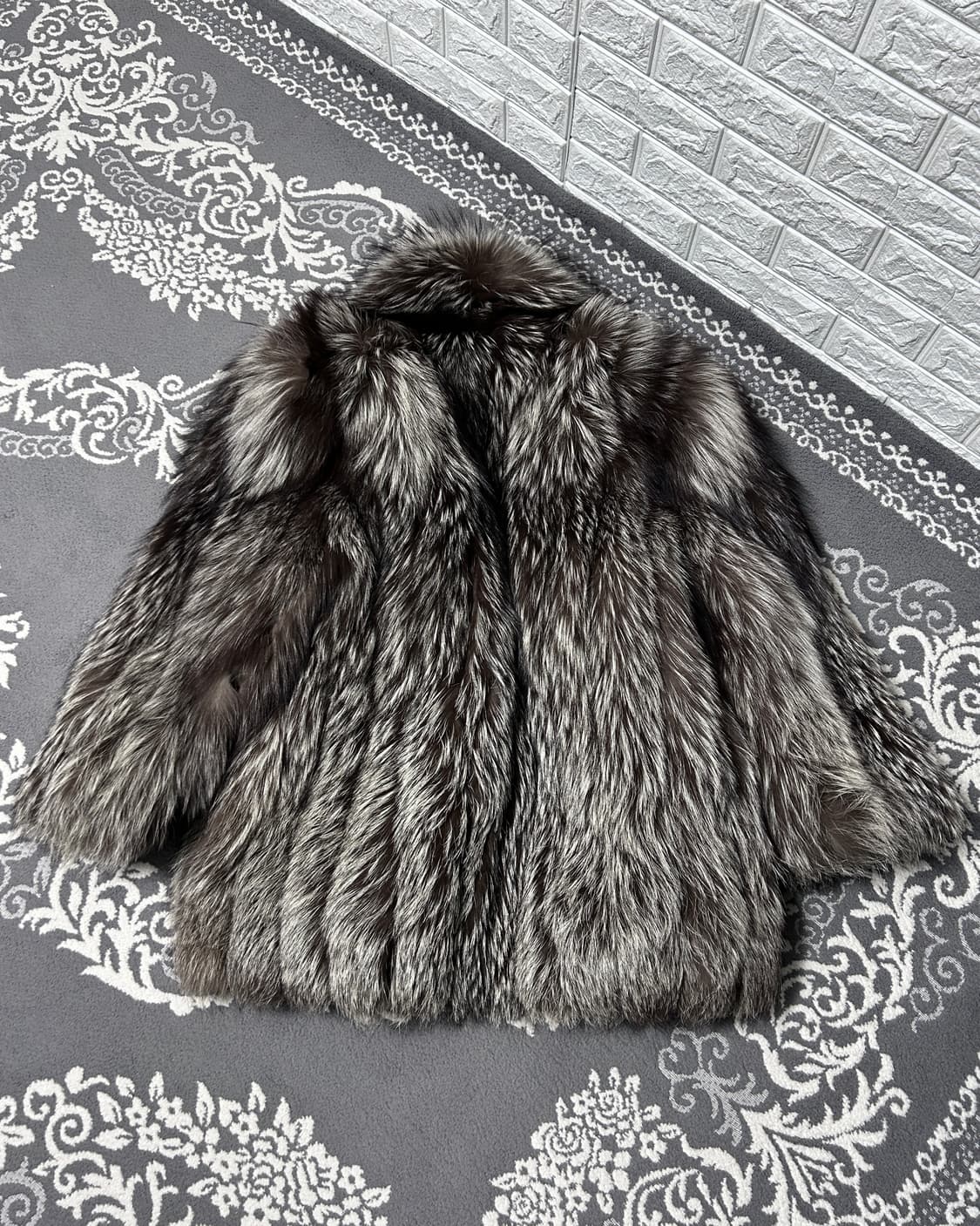 사가 폭스 베이지 믹스 퍼 코트 자켓 상품이미지5