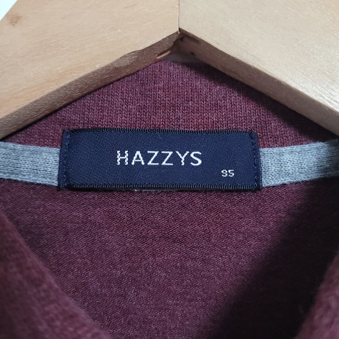 (95) HAZZYS 헤지스 버건디 긴팔 카라 티셔츠 상품이미지2