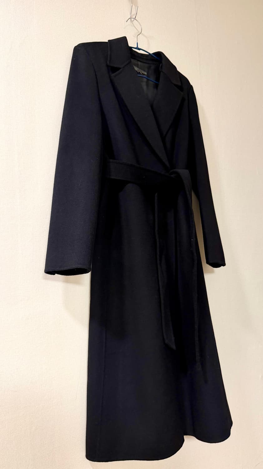 새상품) 데코 캐시미어 핸드메이드 블랙 롱 코트 S. 정가 90만원대.  상품이미지2