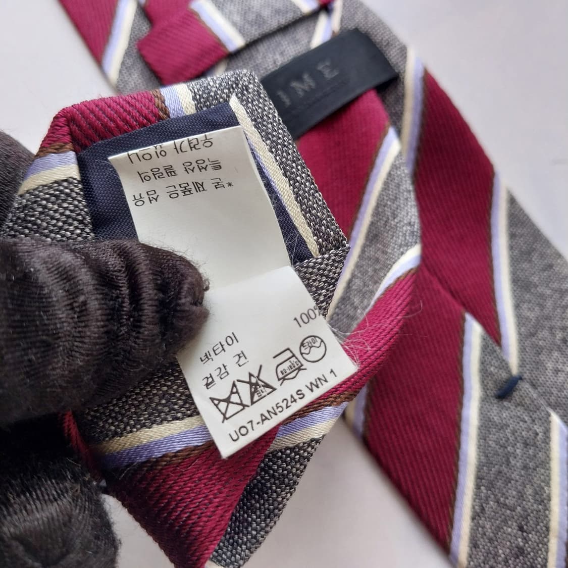 TIME 타임 실크 와인 스트라이프 넥타이 7.8cm A+등급 K2525 상품이미지9