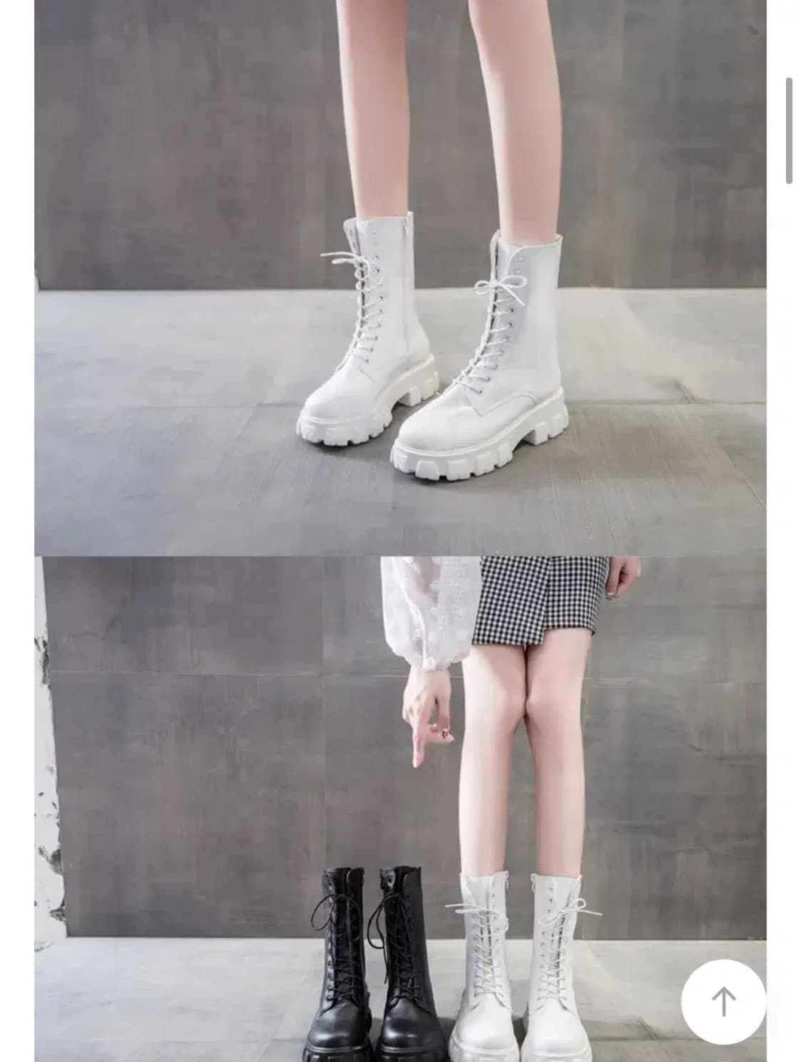 지그재그 에이블리 통굽 워커 화이트 235 새 상품 상품이미지1