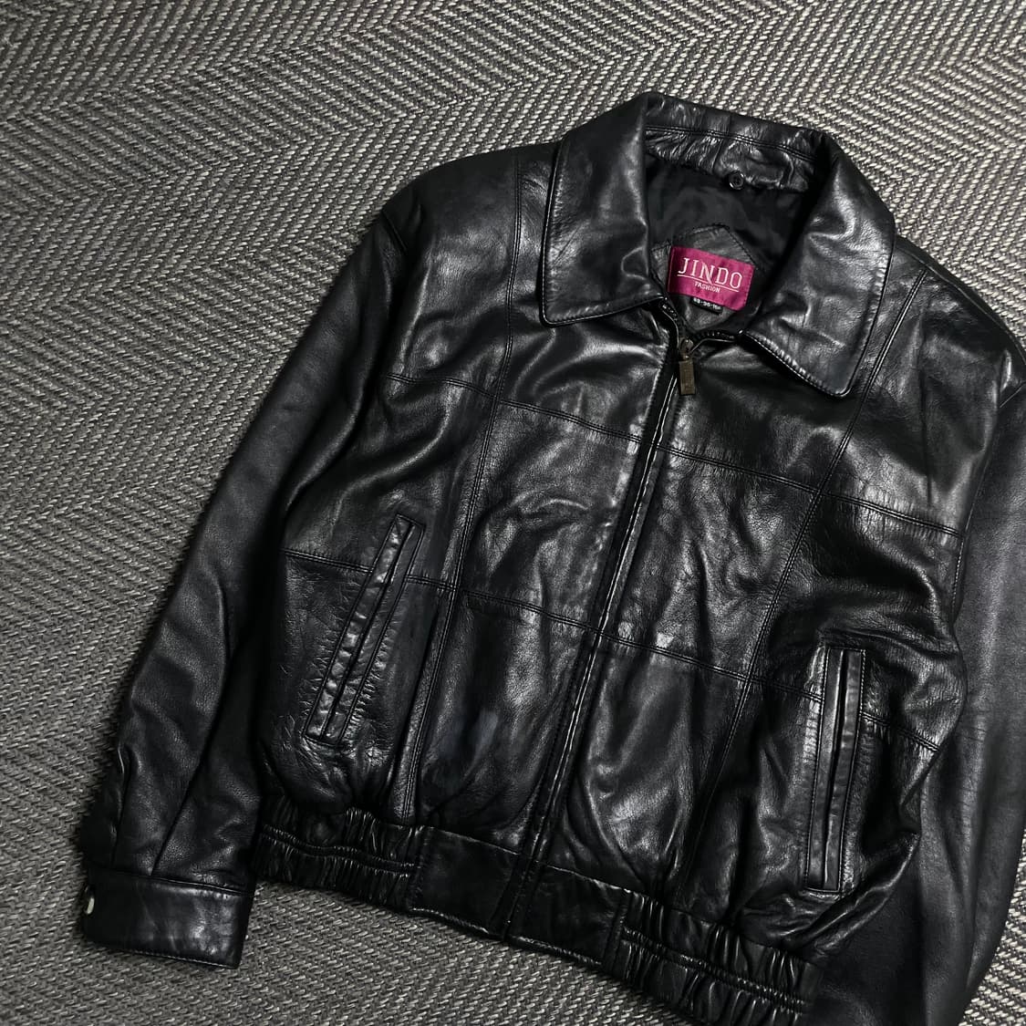 90s JINDO 아카이브 가죽 크롭 램스킨 레더 자켓o 5736 상품이미지3