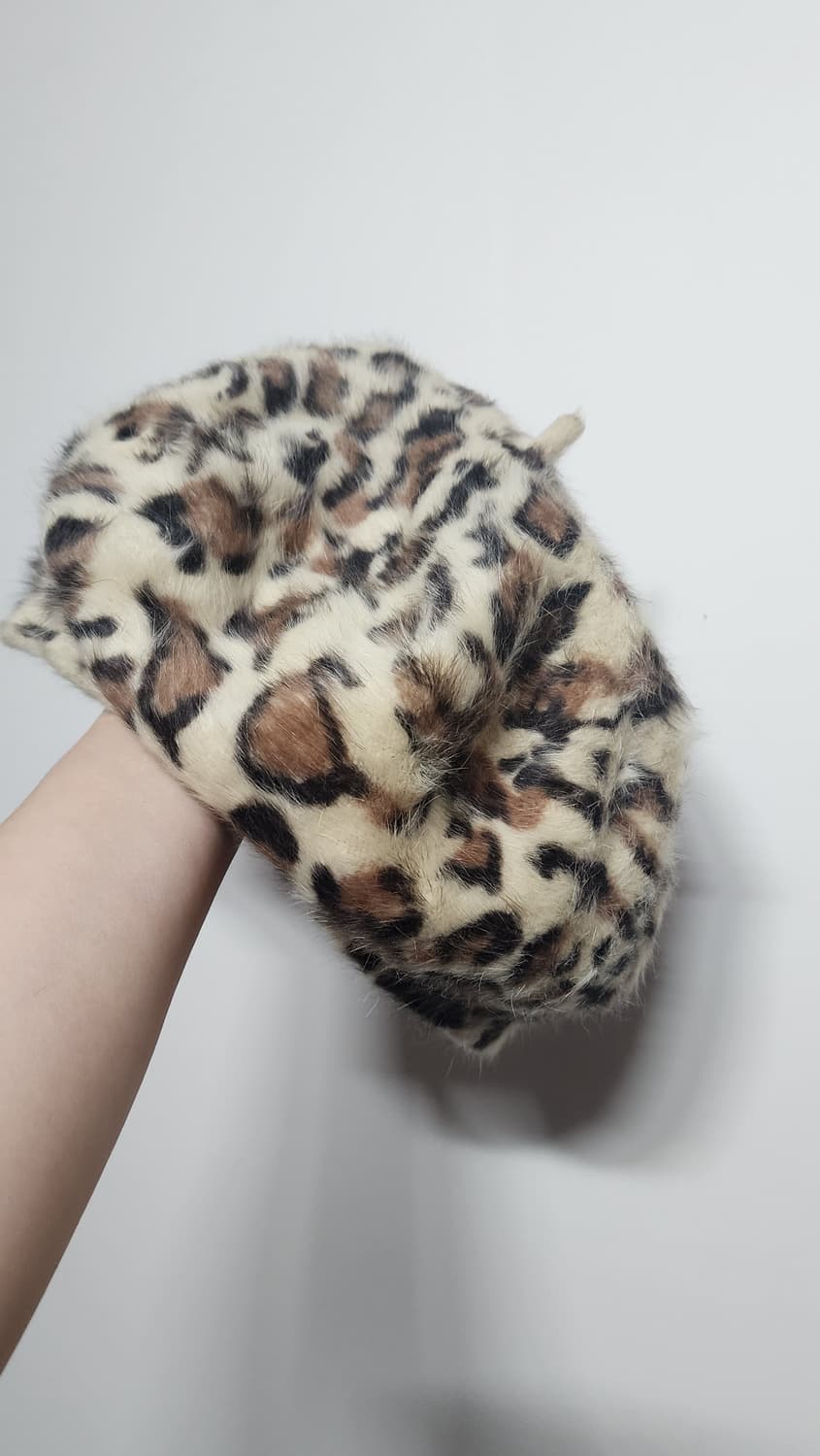SPUNKY 앙고라 호피 레오파드 갸루 베레모 상품이미지1