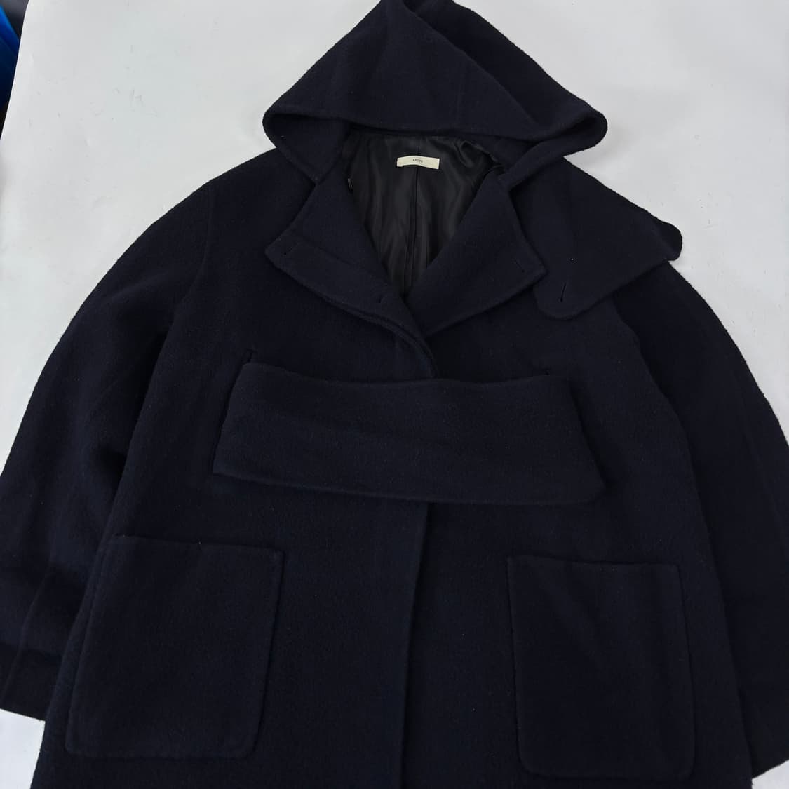 렉토 와이드 벨티드 케이프 후디 코트  상품이미지4