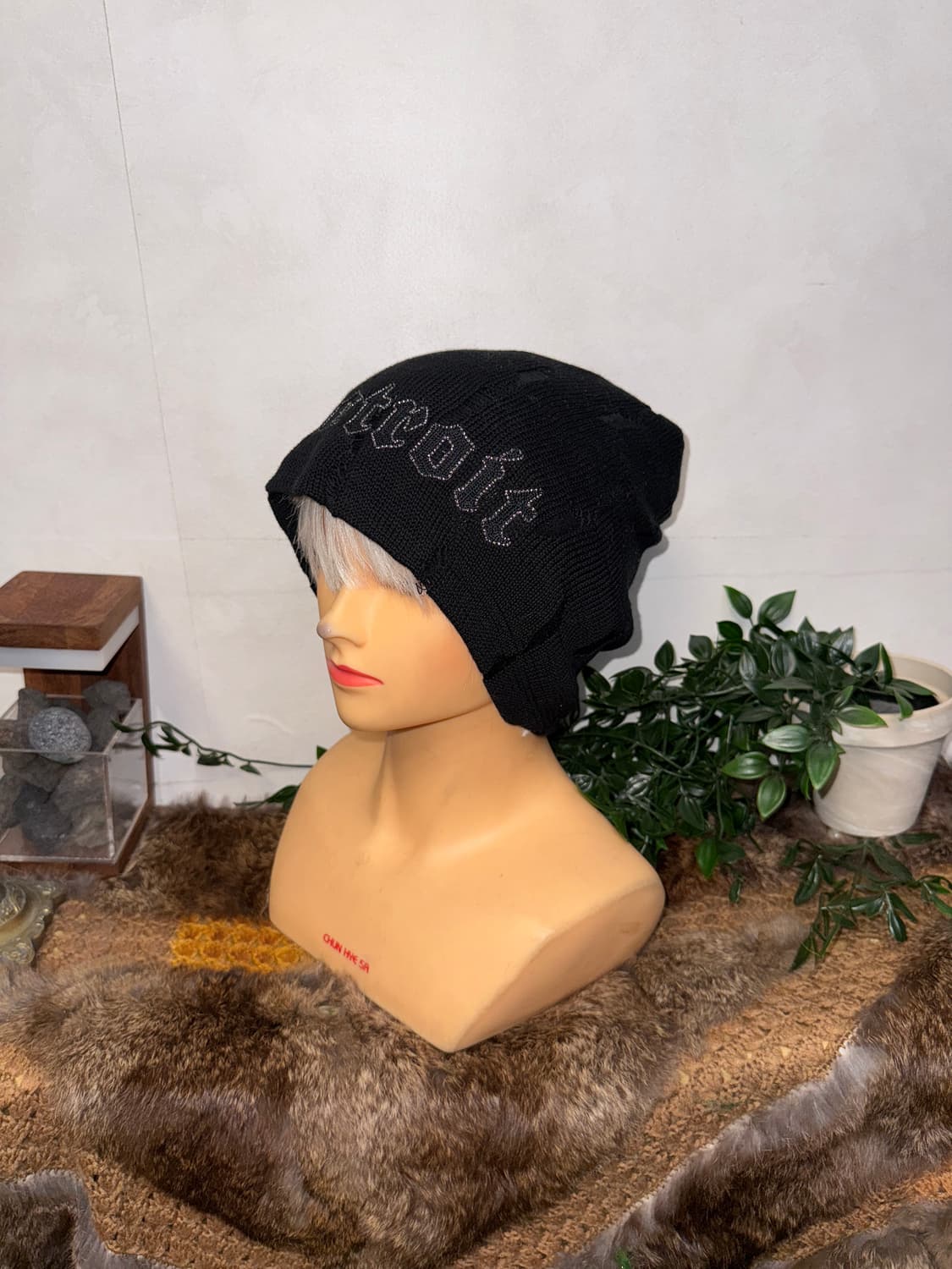 MLB black damage lettering loose beanie 상품이미지2