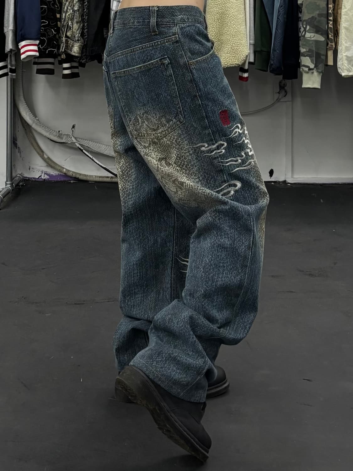 카라쿠리 타마시 뱀피 드래곤 데님팬츠  상품이미지2