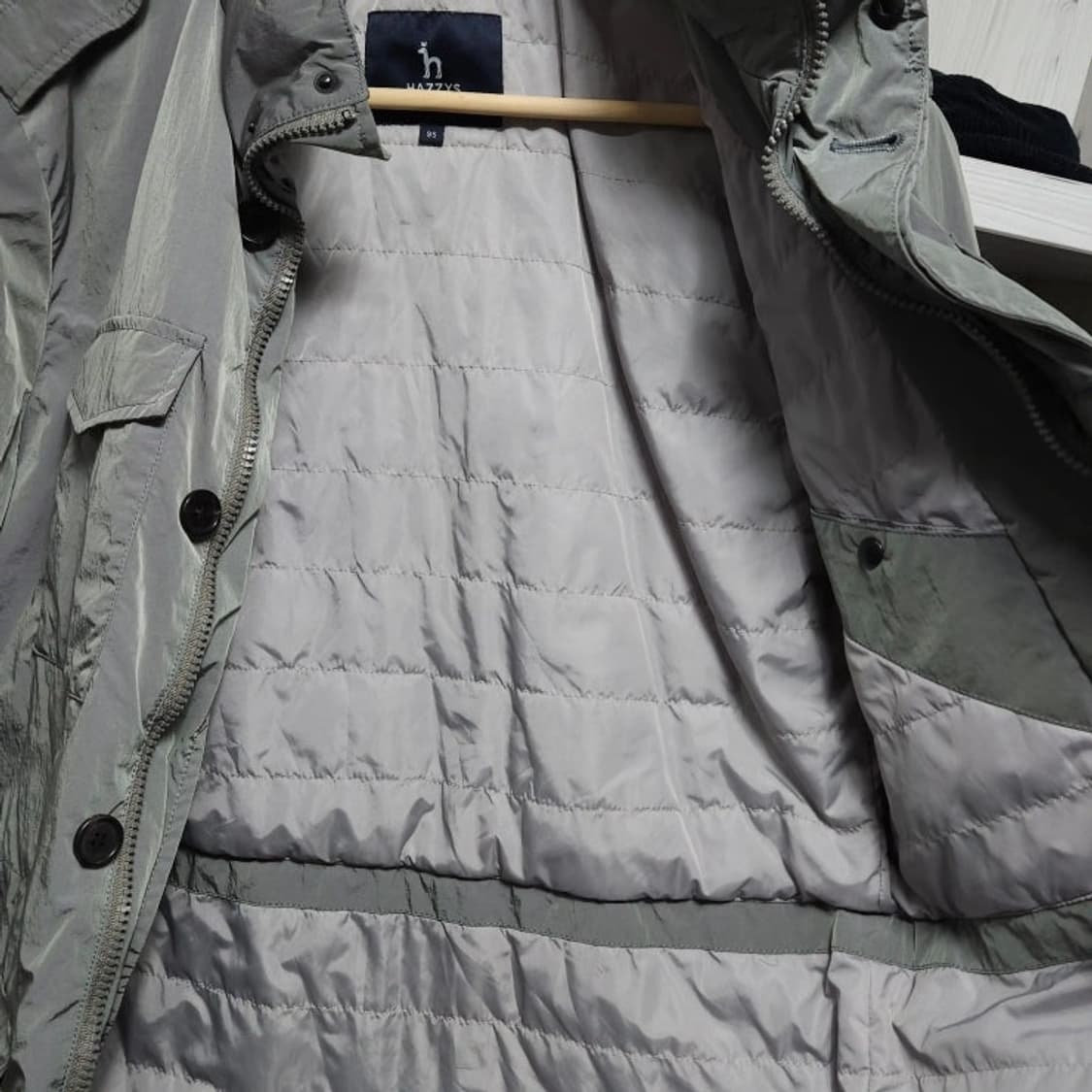 95)hazzys 헤지스 점퍼 경량자켓 카키그레이 M65 상품이미지4